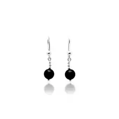 ESPIRAL ROJO - Aretes Piedra Onix 8mm - Plata