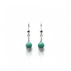 ESPIRAL ROJO - Aretes Piedra Aguamarina 8mm - Plata