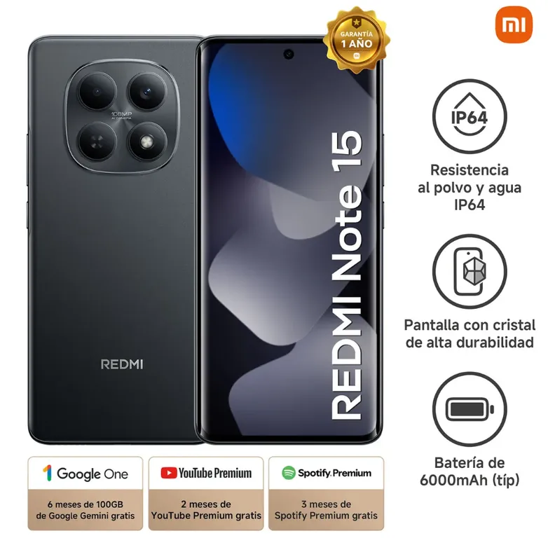 Smartphone Redmi Note 15 Negro 8Gb 256Gb