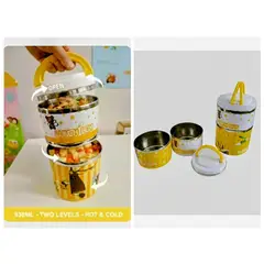 ROMAX - BOX LUNCH 2 NIVELES 930ML ACERO INOXIDABLE CIERRE A ROSCA HERMÉTICO NO SE DERRAMA NIÑOS