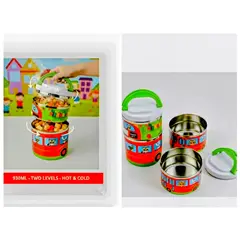 ROMAX - BOX LUNCH 2 NIVELES 930ML ACERO INOXIDABLE CIERRE A ROSCA HERMÉTICO NO SE DERRAMA NIÑOS UNISEX