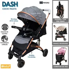 EBABY - Coche de Paseo con Bandeja y Mango Reversible DASH Gris
