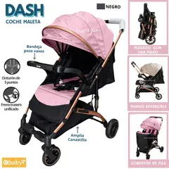 EBABY - Coche de Paseo con Bandeja y Mango Reversible DASH Rosado