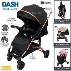 EBABY - Coche de Paseo con Bandeja y Mango Reversible DASH Negro