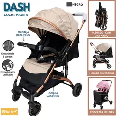 EBABY - Coche de Paseo con Bandeja y Mango Reversible DASH Beige