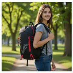 GENERICO - MOCHILA OUTDOOR NEGRO PACKABLE GYM VIAJE ESCOLAR 45 CM ORGANIZADORES VERANO ESCOLAR NAVIDAD GENIEKA