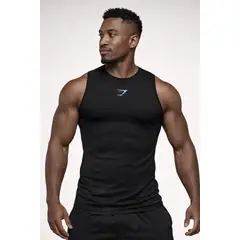 GENERICO - Gymshark Onyx V5 Polo Sin Mangas Deportivo NegroNegro Edición Limitada Fit Atlético