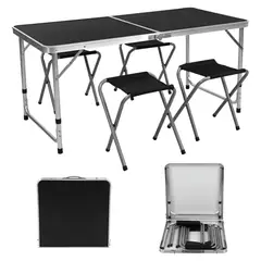 INSPIRA MARKET - Mesa plegable para picnic camping portátil con 4 sillas