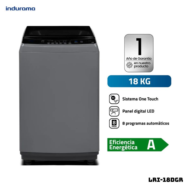LAVADORA 18 KG CARGA SUPERIOR GRIS OSCURO - LRI-18DGR