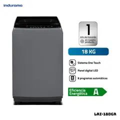 INDURAMA - LAVADORA 18 KG CARGA SUPERIOR GRIS OSCURO - LRI-18DGR