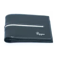 ADELLE RIGAU - BILLETERA EN CUERO VACUNO SATINADO VERDE PETROLEO - HOMBRE