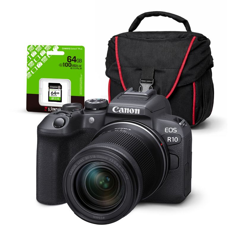 Cámara Mirrorless EOS R10 + Lente RF-S 18-150MM IS STM + Kit Básico