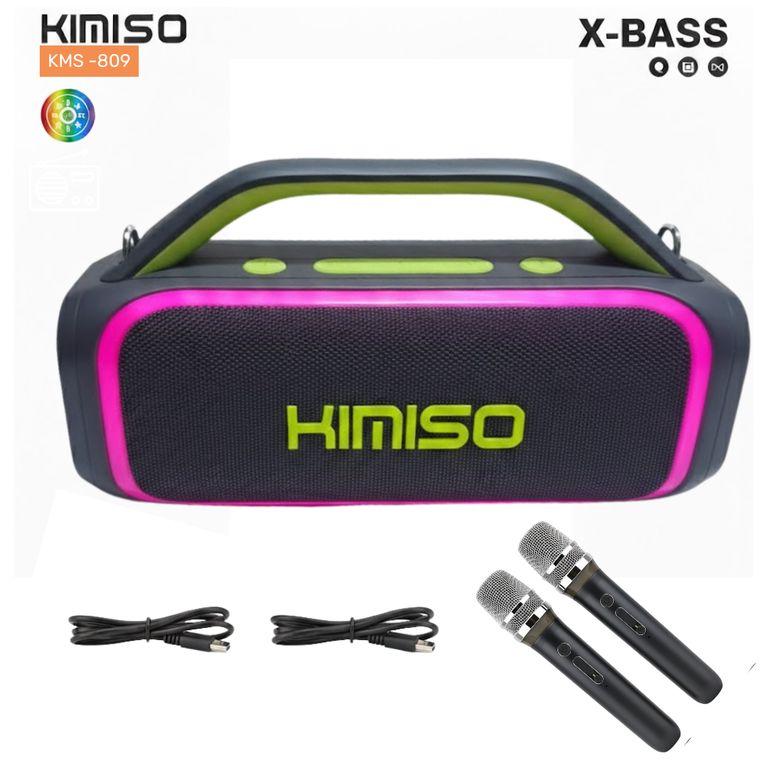 Parlante Bluetooth Kimiso Recargable Portátil Luces Led RGB Bocina Inalámbrica KMS- 809