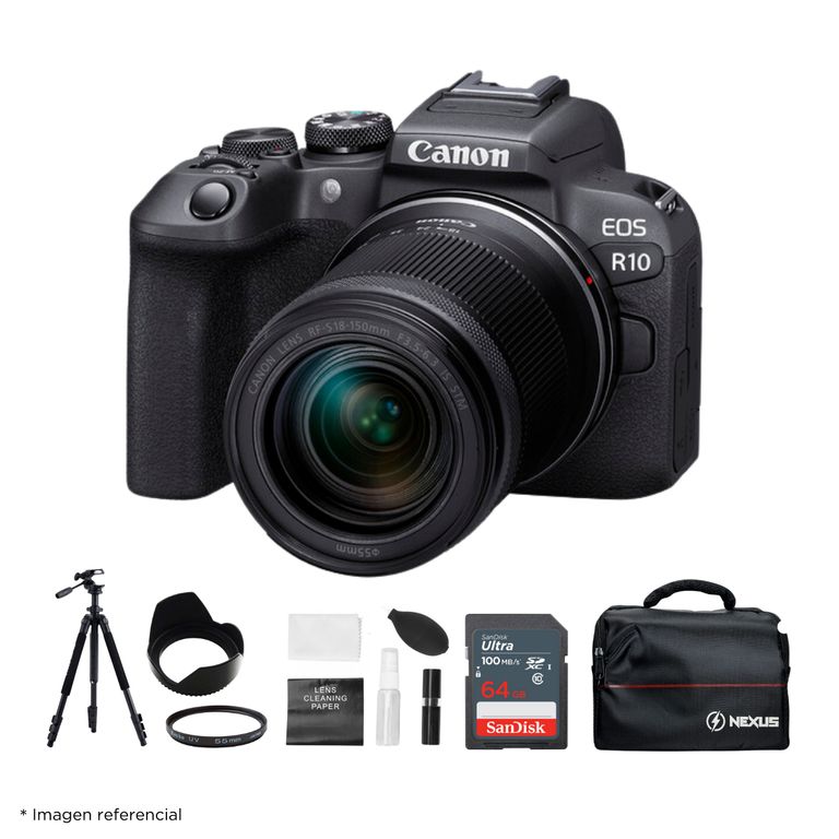 Cámara Mirrorless EOS R10 + Lente RF-S 18-150MM IS STM + Kit Ultimate