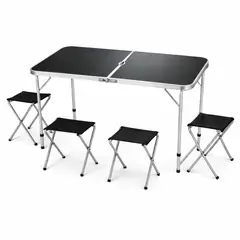 GENERICO - Mesa Pegable Portátil 4 Sillas Plegables Moderna Práctica Camping Piscina terraza  190568-3