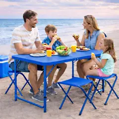 GENERICO - Mesa Pegable Portátil 4 Sillas Plegables Moderna Práctica Camping Piscina terraza 190368-2