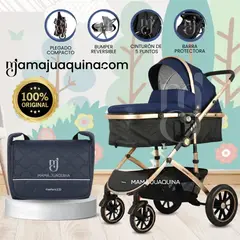 Baby - Coche Moisés Travel System de Lujo «NEW ORLEANS» con Bolso Pañalero Blue
