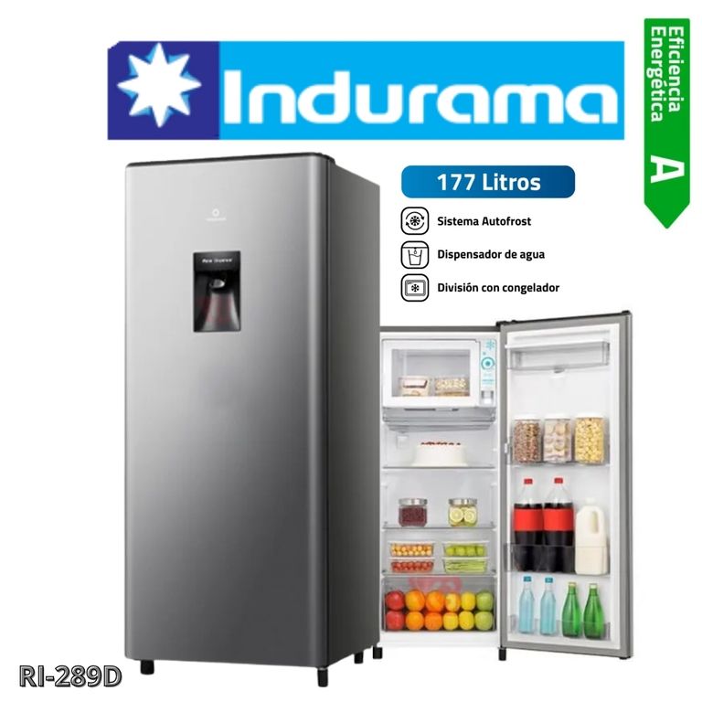REFRIGERADORA 177LT CON DISPENSADOR COLOR CROMADO MOD RI-289D