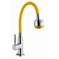 GENERICO - Llave Ganso de Cocina Bronce Cromado Color Amarillo