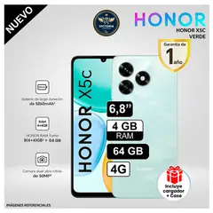 HONOR - Celular X5C 6.8 pulg 4GB RAM 64GB 50MP Verde