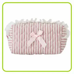GENERICO - Neceser Bolso Acolchado Sweet de Encaje a Rayas Rosado