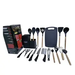 VALESKA - UTENCILIOS DE COCINA NEGRO 19 PIEZAS