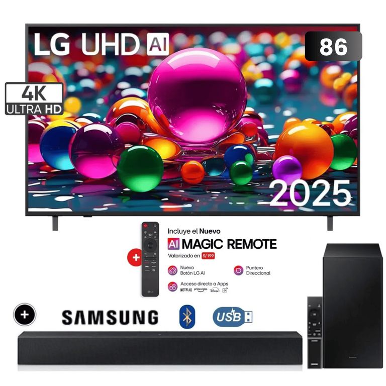 Televisor 86 UHD 4k ThinQ AI 86UA8050PSA + Soundbar B450