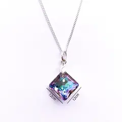 SIFRAH SHOP - Collar de Plata 925 con Dije Rombo Lila - Cadena Fina y Elegante - Regalo Especial para Enamorar