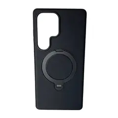 GENERICO - FUNDA DE SEMI CUERO CON ARO MAGSAFE Y SOPORTE PARA SAMSUNG S24ULTRA NEGRO