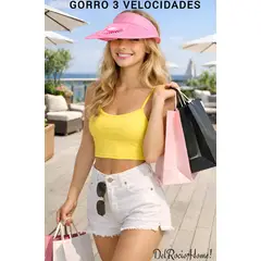 GENERICO - GORRO VENTILADOR SOMBRERO 3 VELOCIDADES VARIAS POSICIONES RECARGABLE ROSADO