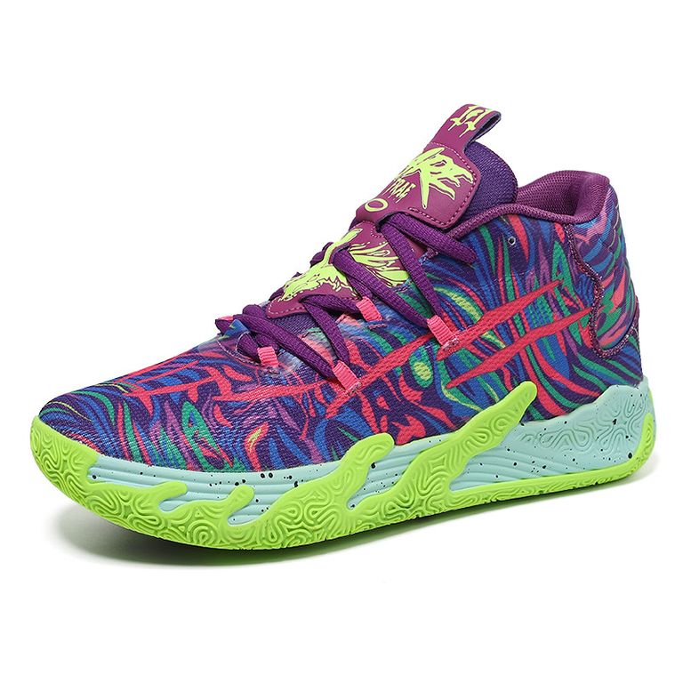 Basketball Shoes Breathable Confortable Zapatos Verde púrpura.