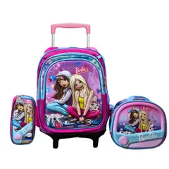 GENERICO - Mochila con Ruedas para Niños y Niñas Multipack 3 en 1 Infantil Regreso a Clases Princesas