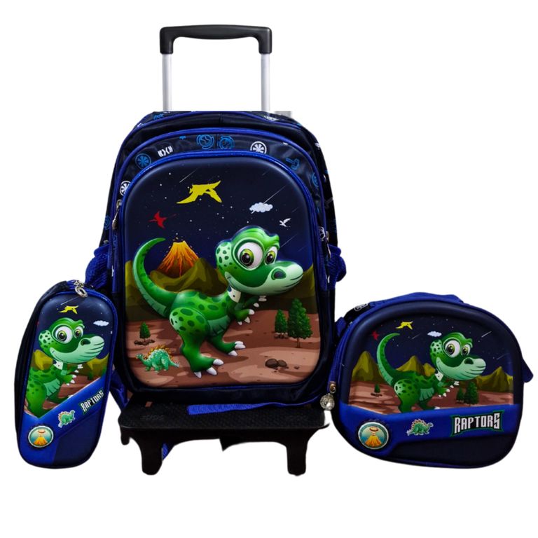 Mochila con Ruedas para Niños y Niñas Multipack 3 en 1 Infantil Regreso a Clases Dinosaurios