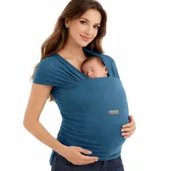 CERDITA - FULAR PARA BEBÉ CON BOLSILLO COLOR AZUL PETROLEO