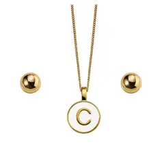 ESIKA - Set Collar + Aretes MI LETRA FAVORITA - LETRA C - Baño de Oro 24k