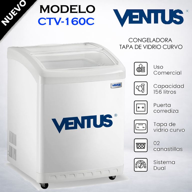 CONGELADORA TAPA VIDRIO CURVO 160 LT CTV-160C