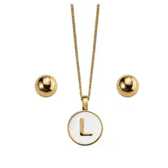 ESIKA - Set Collar + Aretes MI LETRA FAVORITA - LETRA L - Baño de Oro 24k