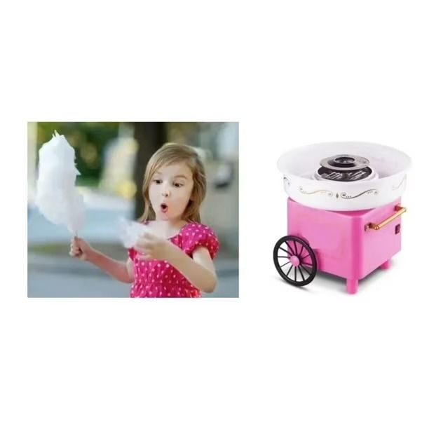Máquina de Algodón de Azúcar Portátil Rosa Estilo Vintage Fiestas Cumpleaños