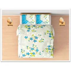 GENERICO - Juego de sabanas tamaño QUEEN flores celestes y amarillas COD 217