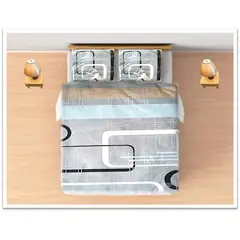 GENERICO - Juego de sabanas tamaño QUEEN franjas celeste y marron COD 219