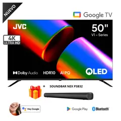 GENERICO - Televisor JVC 50" QLED Google TV 4K 50KM758 2025 + Soundbar Nex