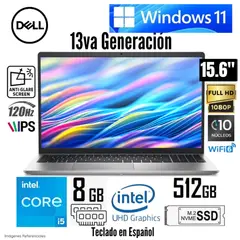DELL - Laptop 15 DC15250 Intel Core i5-1354U 8GB RAM 512GB SSD 15.6" FHD 120Hz - KD9XK