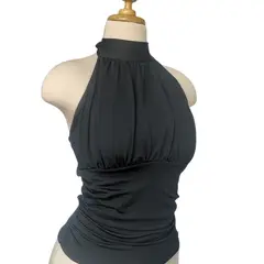 GENERICO - Blusa halter premium negra con doble forro elegancia y confort superior