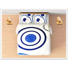 GENERICO - Juego de sabanas tamaño QUEEN circulos azules COD 222