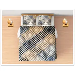 GENERICO - Juego de sabanas tamaño QUEEN rayas cruzadas negro y crema COD 225