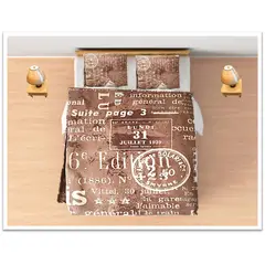 GENERICO - Juego de sabanas tamaño QUEEN marron con varias letras  COD 226