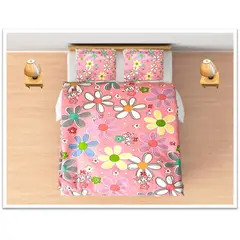 GENERICO - Juego de sabanas tamaño QUEEN Rosa con florecitas COD 227