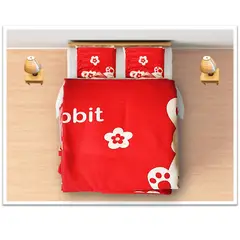 GENERICO - Juego de sabanas tamaño QUEEN rojo con diseño de conejo COD 231