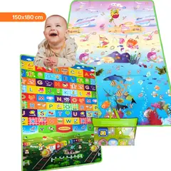 SM - PISO ALFOMBRA TAPETE REVERSIBLE ANTIGOLPE DE NIÑO BEBE - OCEANO+TREN