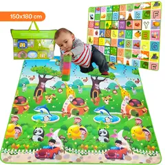 SM - PISO ALFOMBRA TAPETE REVERSIBLE ANTIGOLPE DE NIÑO BEBE - PANDA-ABC